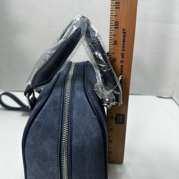 CXL‎ Christian Lacroix Jasper Barrel Satchel Crossbody Denim Blue Free Wallet - Picture 12 of 14